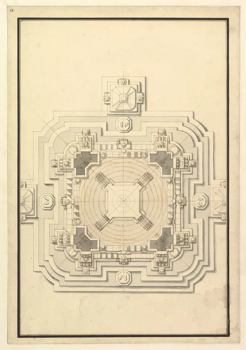 Ground Plan for a Catafalque for Leopold, Duke of Lorraine (d. 1729) — Giuseppe Galli Bibiena