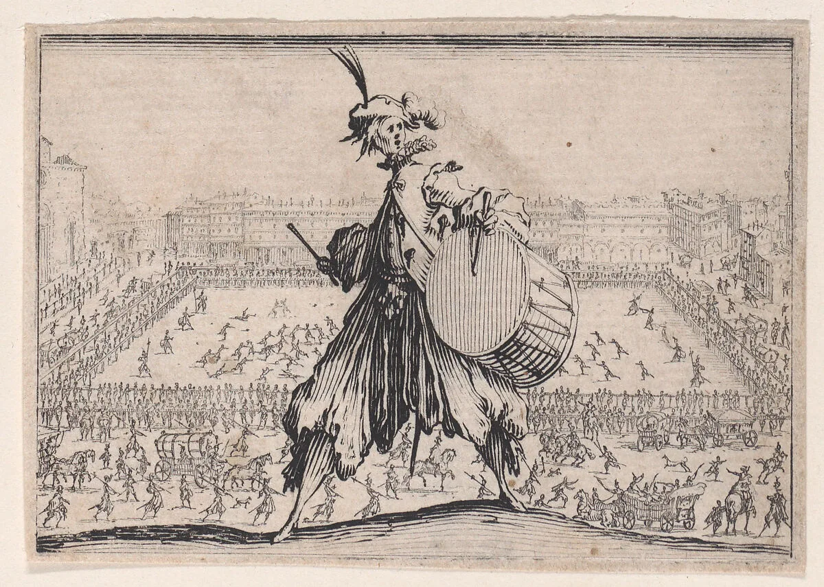 Le Jeu de Paume sur la Place Sainte-Croix, a Florence (The Tennis Game on the Piazza Santa Croce in Florence), from Les Caprices Series A, The Florence Set — Jacques Callot|Lorenzo de' Medici