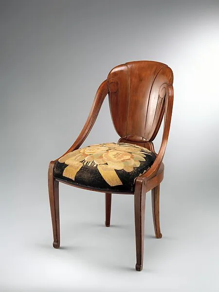 “David-Weill” Chair (model no. 45), with “Tulipes et Œillets” (Tulips and Carnations, possibly pattern no. 2513) Upholstery — Louis Süe|André Mare|Compagnie des Arts Français|Beauvais