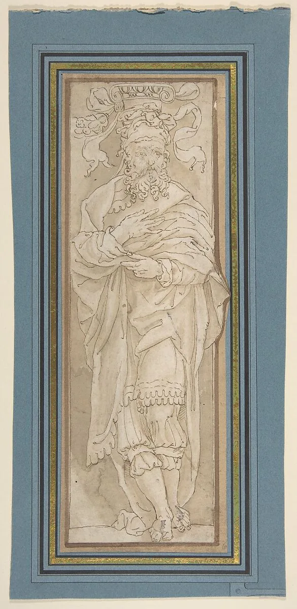 Caryatid, after Perino del Vaga drawing in Albertina — Perino del Vaga (Pietro Buonaccorsi)|Anonymous, Netherlandish, 16th century