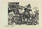 Plate 2: The dispossesion of the land by the Yaquis, the result of President Porfirio Díaz collaborating with American companies, from the portfolio 'Estampas de la revolución Mexicana' (prints of the Mexican Revolution) — Taller de Gráfica Popular|Leopoldo Méndez