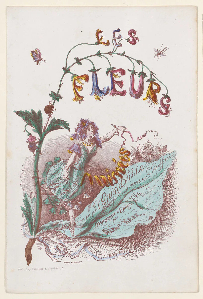 Les Fleurs Animées, Title Page — Alphonse Karr|Gabriel de Gonet|J. J. Grandville|Dubuisson|Charles-Michel Geoffroy