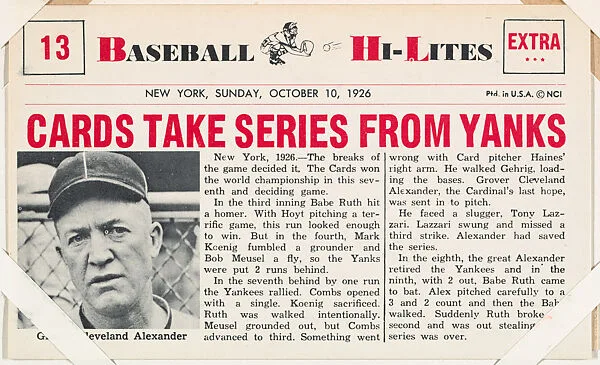 Cards Take Series #13 from Nu-Card Baseball Hi-Lites series (W460) — Nu-Card, Inc.