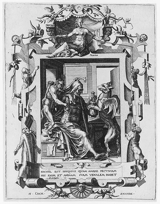 Allegory of Avarice, or Fraud — Dirck Volckertsz Coornhert|Hieronymus Cock