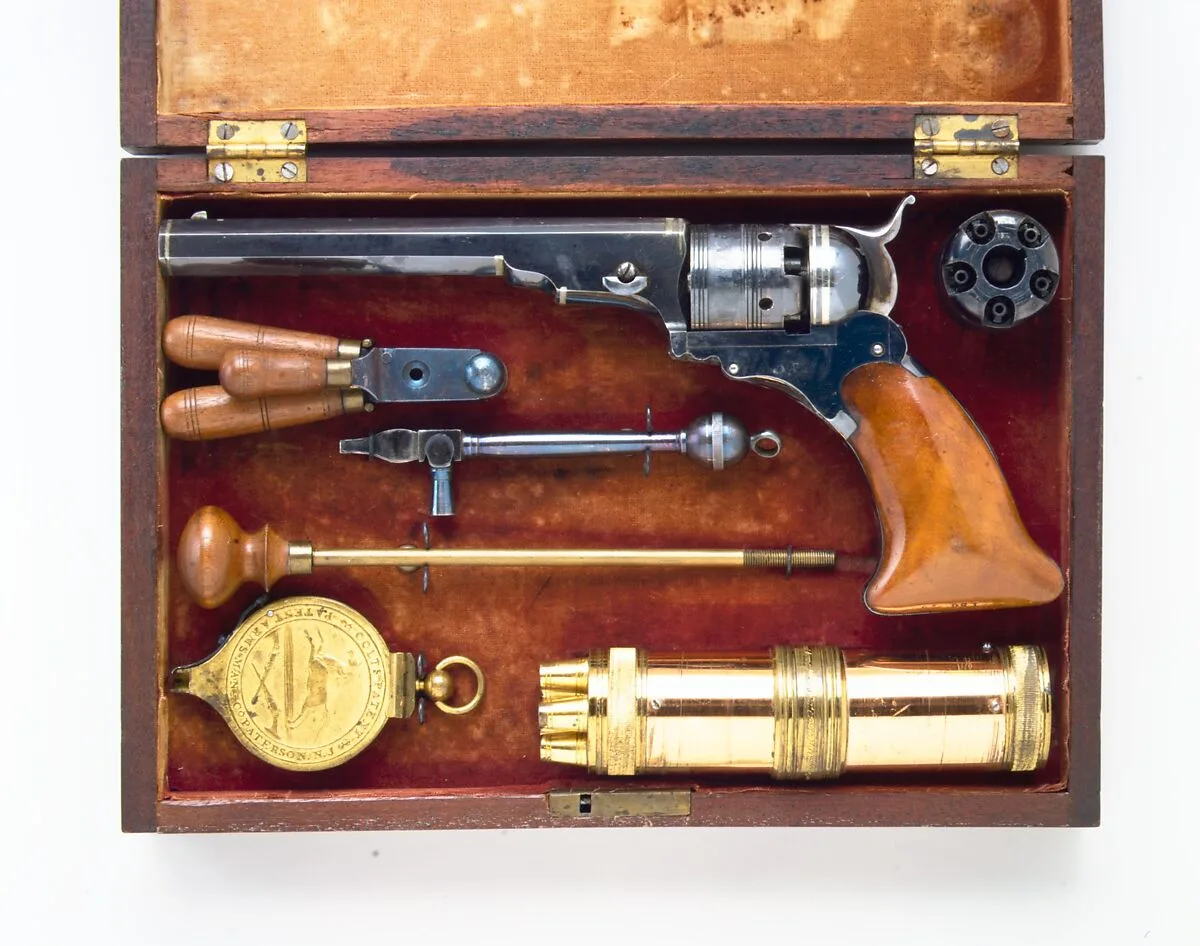 Colt Paterson Percussion Revolver, No. 3, Belt Model, Serial no. 156, with Case and Accessories — Samuel Colt