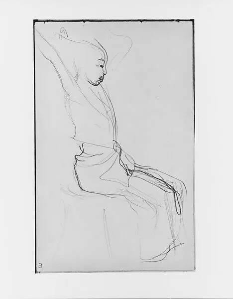 Javanese Dancer in Profile Fixing Her Hair (from Sketchbook of Javanese Dancers) — John Singer Sargent