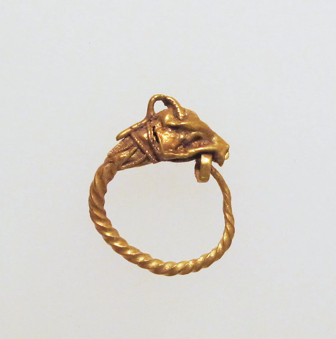 Gold earring with head of an animal — Unknown