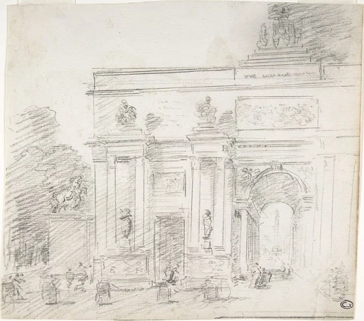 Study for a Triumphal Arch (recto); Alternate Study for a Triumphal Arch (verso)