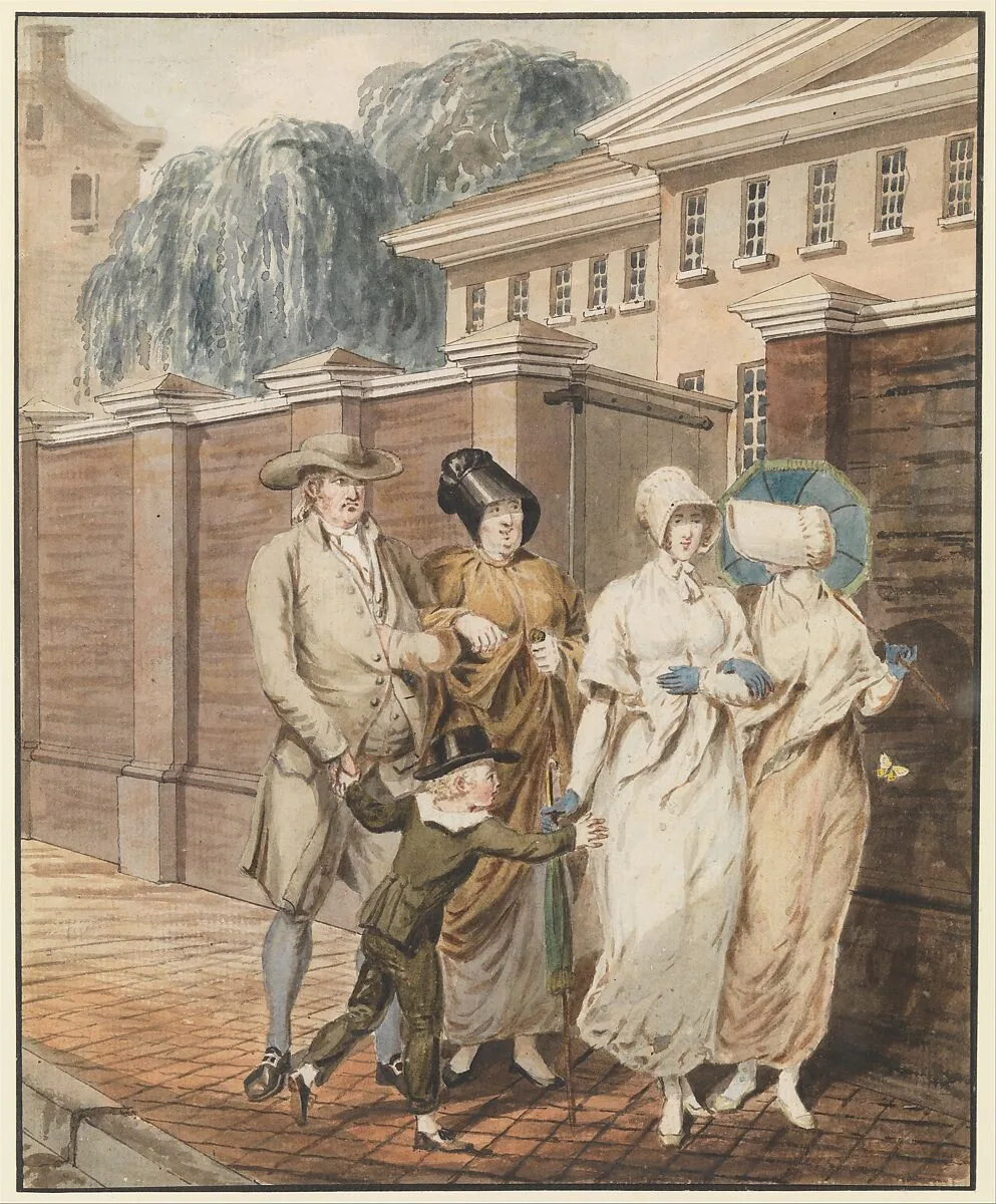 Sunday Morning in front of the Arch Street Meeting House, Philadelphia — John Lewis Krimmel|Pavel Petrovich Svinin