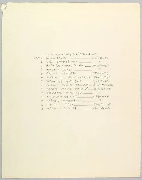 Bauhaus Portfolio III: Table of Contents/Imprint — Lyonel Charles Feininger