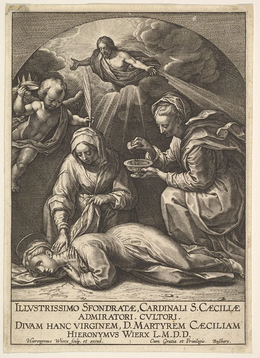 Death of St. Cecilia — Hieronymus (Jerome) Wierix|Francesco Vanni