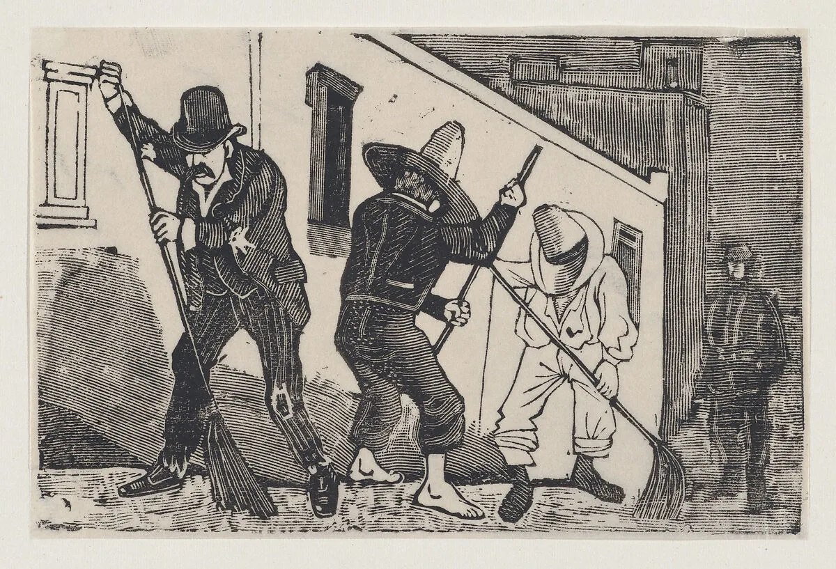 A group of men sweeping the street — José Guadalupe Posada