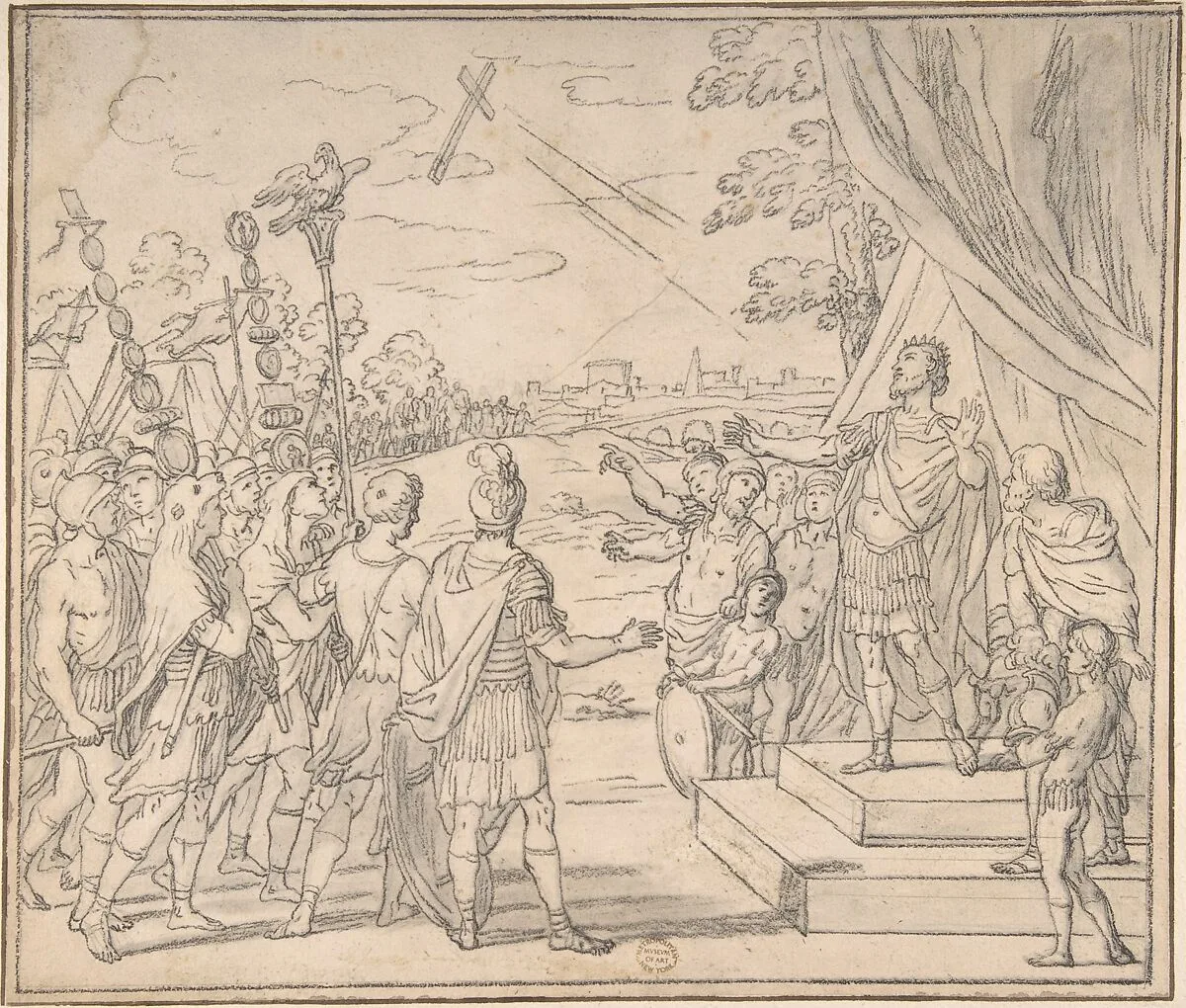 Vision of Constantine, copy after a drawing by Giacinto Gimignani — Anonymous, Italian, Roman-Bolognese, 17th century|Giacinto Gimignani