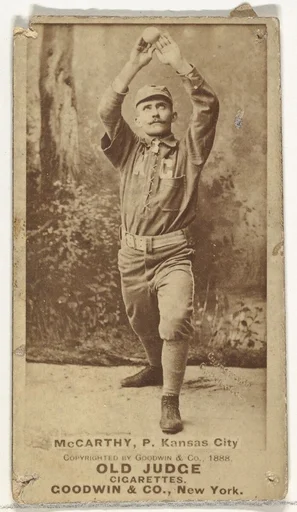 John A. McCarty, Pitcher, Kansas City Cowboys, from the Old Judge series (N172) for Old Judge Cigarettes