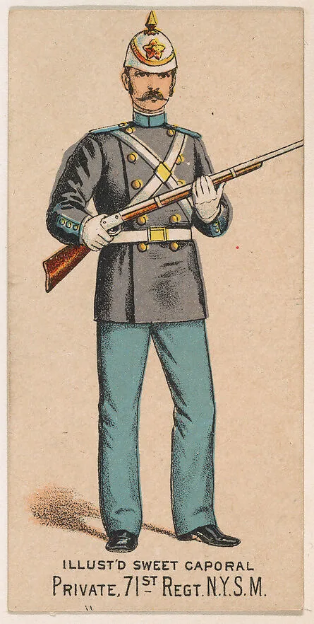 Private, 71st Regiment, New York State Militia, from the Military Series (N224) issued by Kinney Tobacco Company to promote Sweet Caporal Cigarettes — Kinney Brothers Tobacco Company