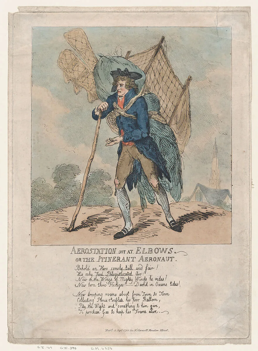 Aerostation out at Elbows, or The Itinerant Aeronaut — Thomas Rowlandson|Thomas Cornell|Vincent Lunardi