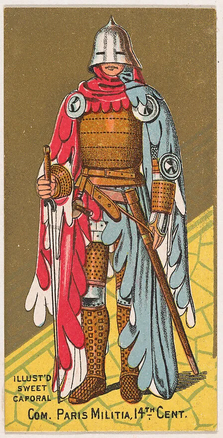 Com., Paris Militia, 14th Century, from the Military Series (N224) issued by Kinney Tobacco Company to promote Sweet Caporal Cigarettes — Kinney Brothers Tobacco Company