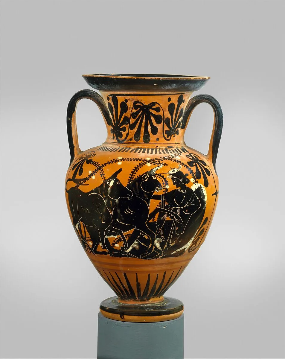 Terracotta neck-amphora (jar) — Red-Line Painter