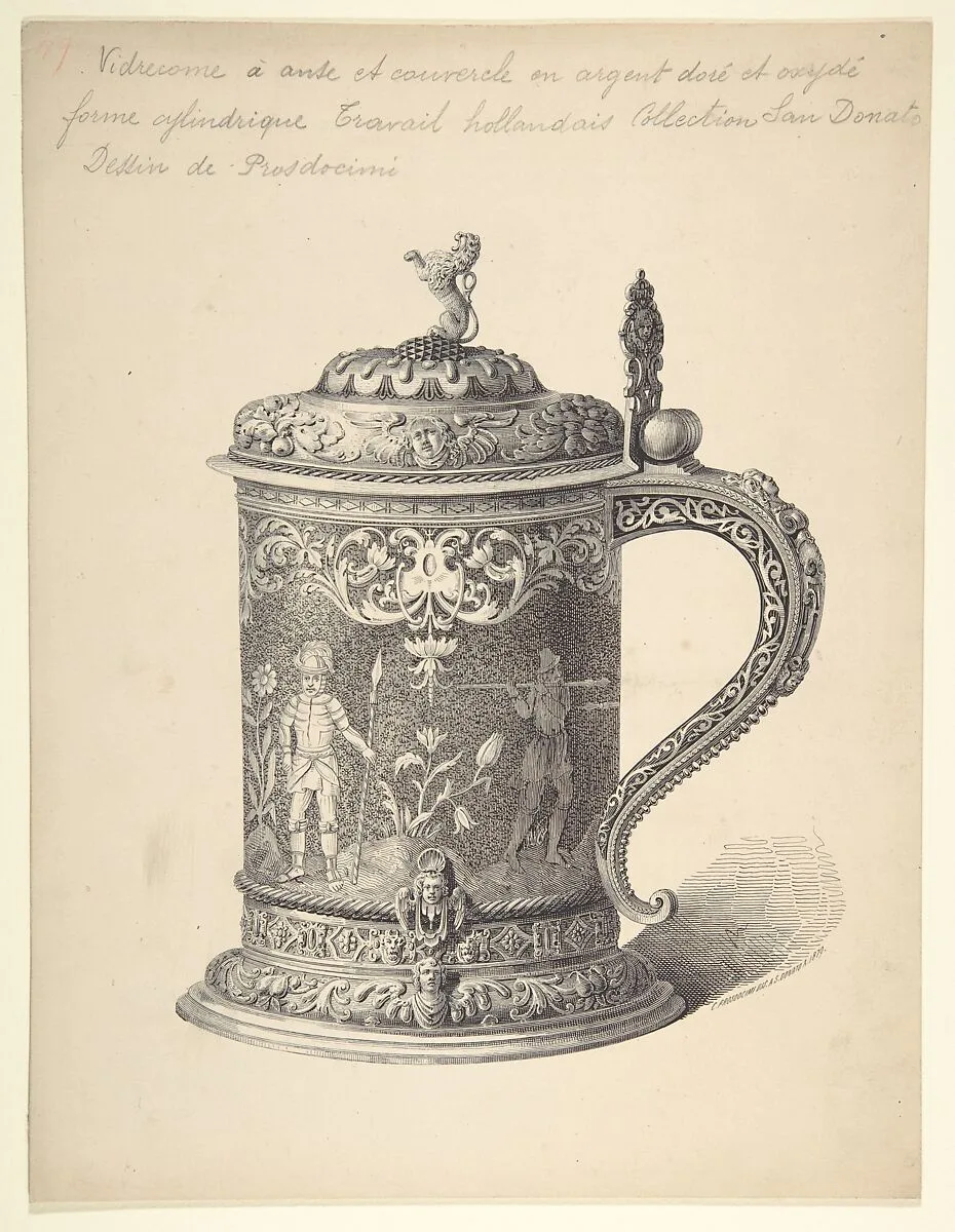 Preparatory Drawing for an Illustration of a Seventeenth-Century Dutch Tankard from the Demidov Collection — C. Prosdocimi
