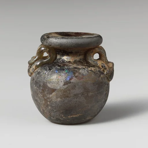 Glass aryballos (oil bottle)