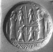 Stamp seal (conoid) with cultic scene — Unknown