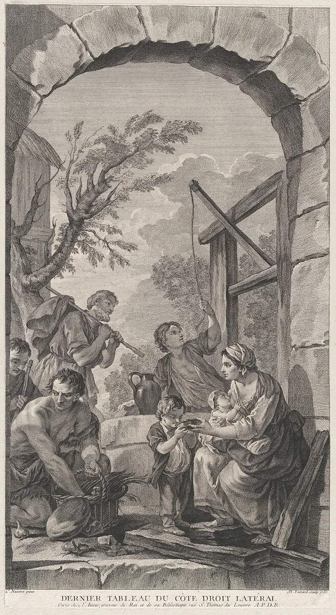 The Chapel of the Enfants-Trouvés in Paris: Groupe des bergers près d'un puits — Charles Joseph Natoire|Etienne Fessard