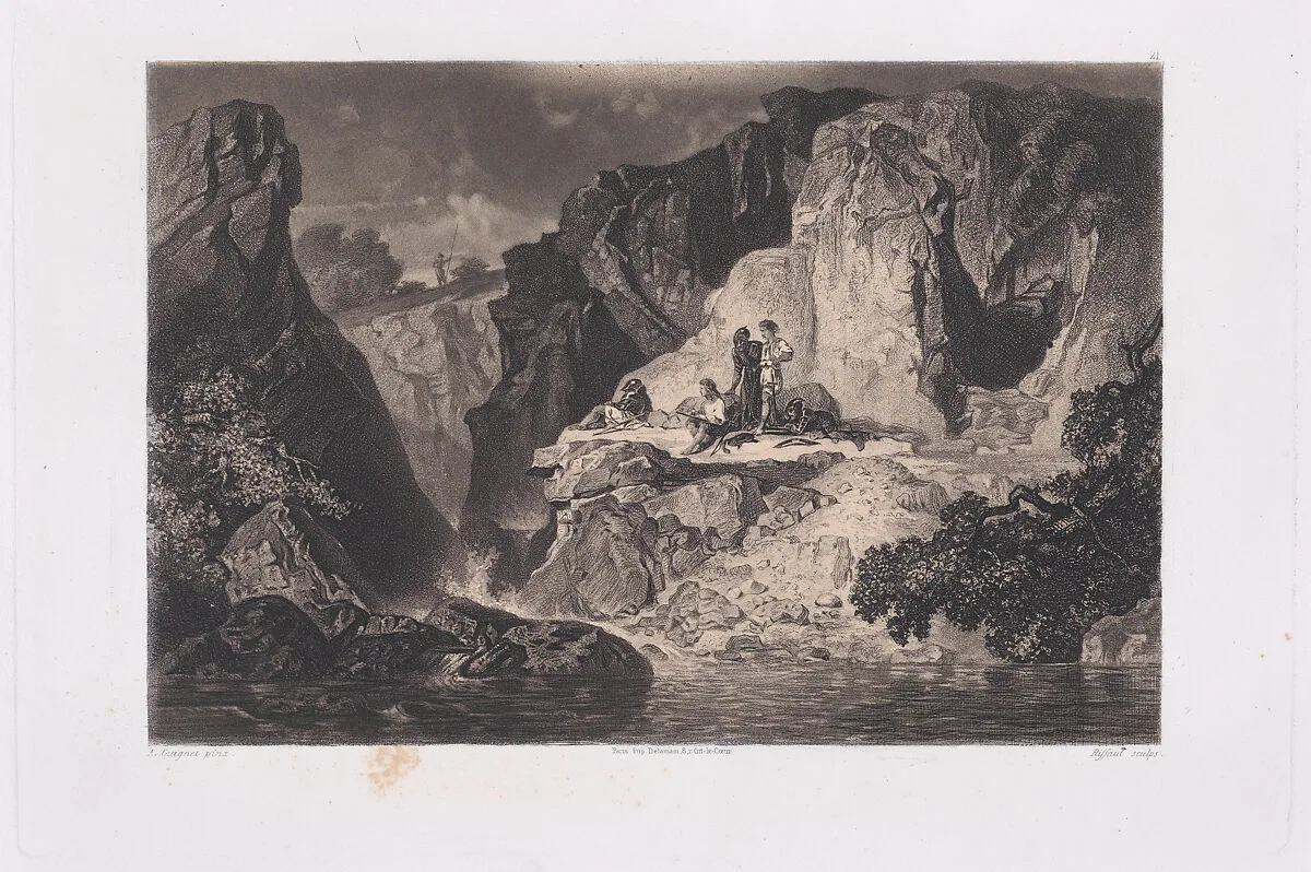 Salvator Rosa among the Brigands — Adrien Guignet|Adolphe Pierre Riffaut|Delamain|Salvator Rosa
