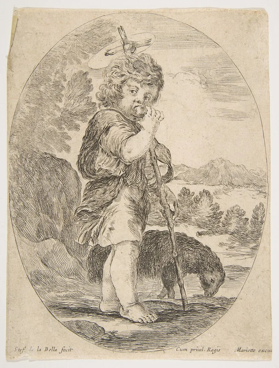 Saint John the Baptist Biting a Piece of Fruit — Stefano della Bella