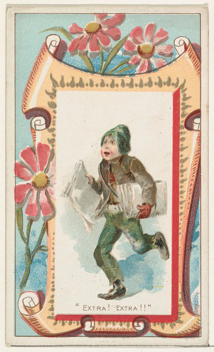 "Extra! Extra!!," from the Terrors of America set (N136) issued by Duke Sons & Co. to promote Honest Long Cut Tobacco — W. Duke, Sons & Co.|Knapp & Company