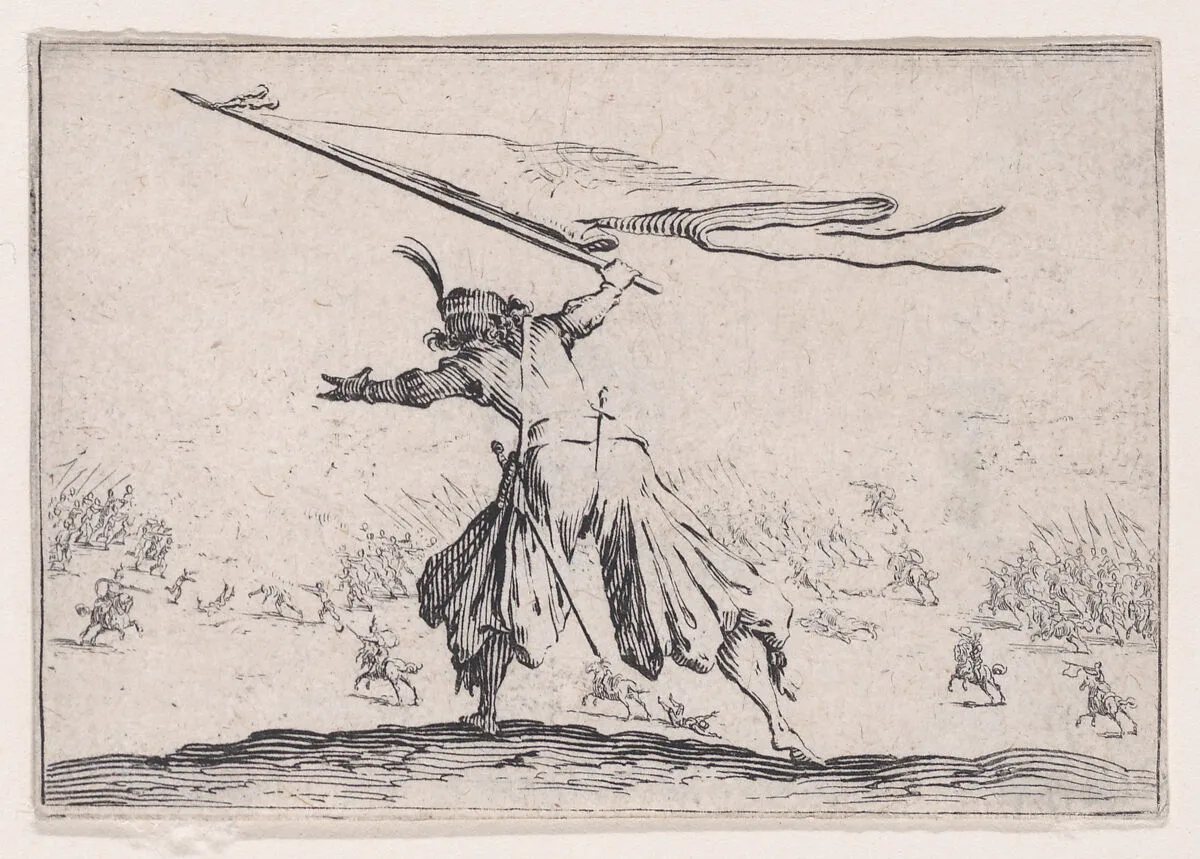 Le Porte-Étendard (The Standard Bearer), from Les Caprices Series B, The Nancy Set — Jacques Callot|Lorenzo de' Medici