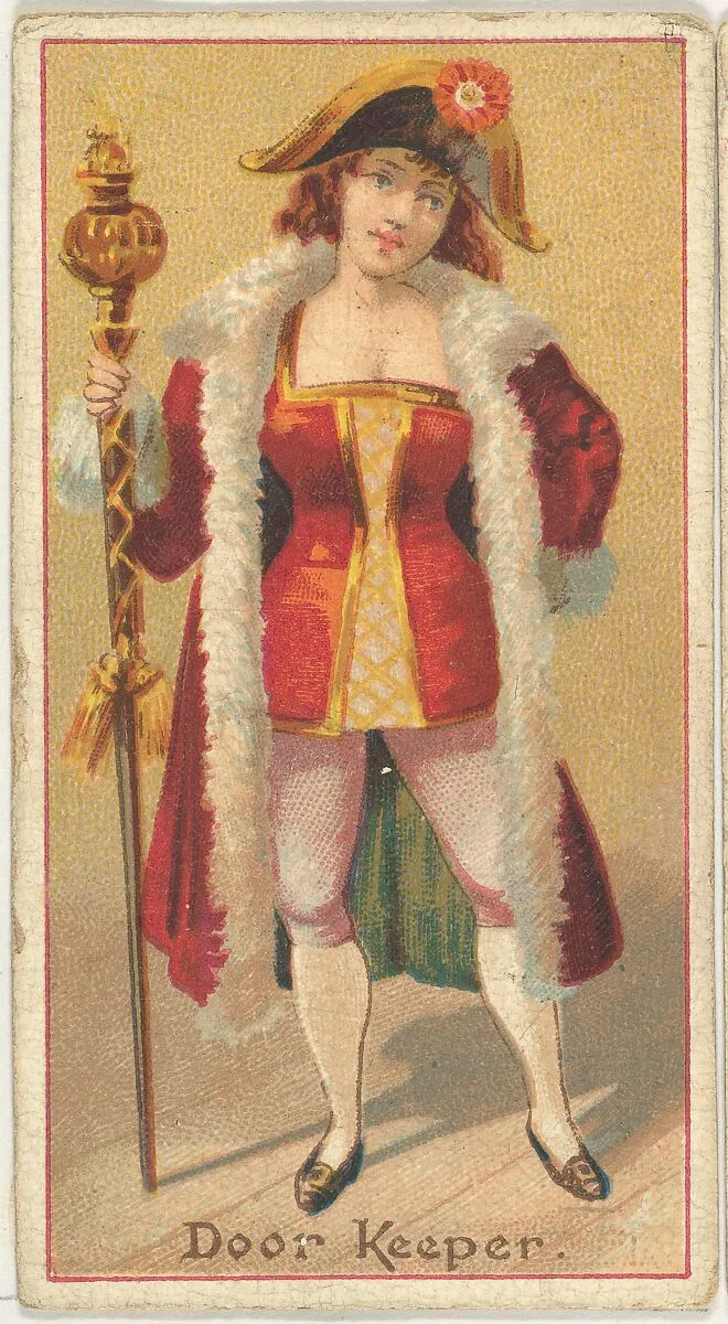 Door Keeper, from the Occupations of Women series (N502) for Frishmuth's Tobacco Company — Frishmuth's Tobacco Company