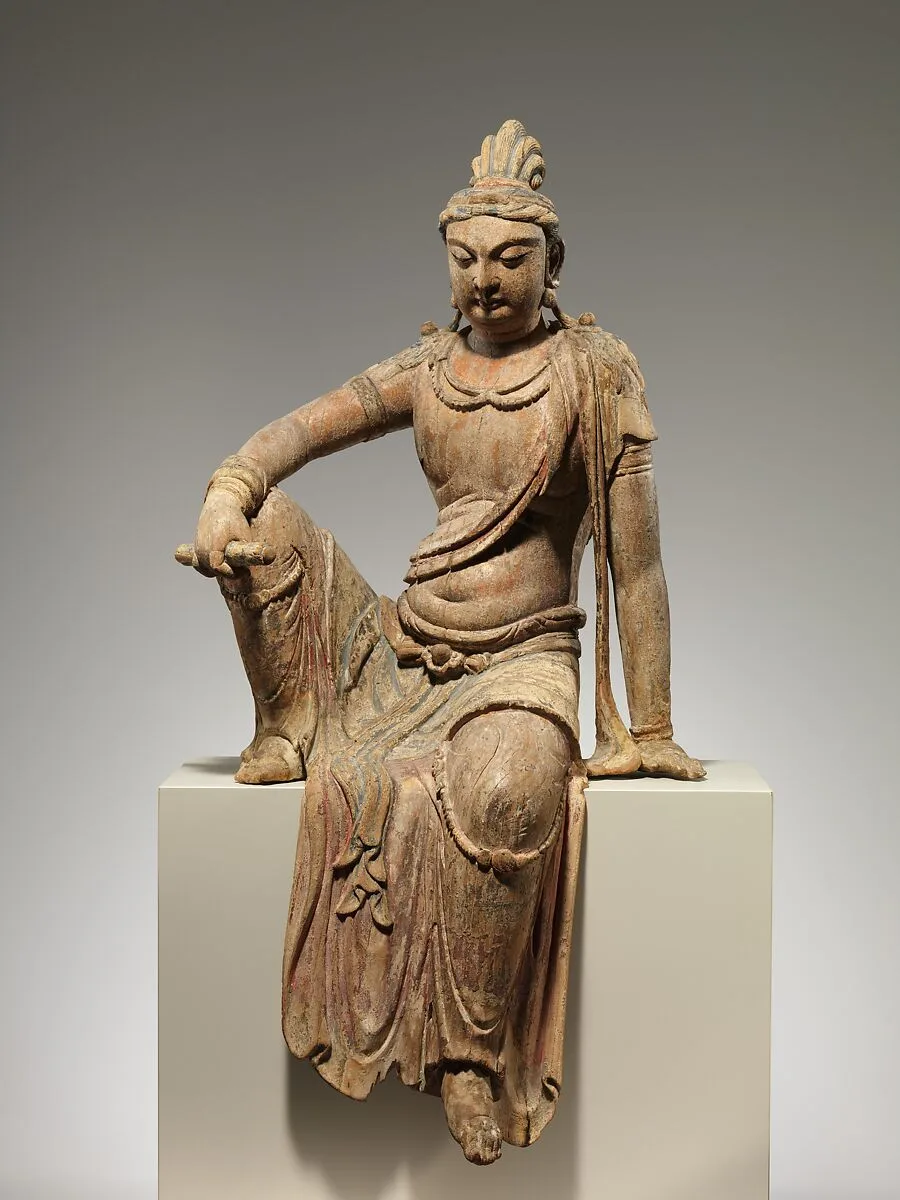 北宋 彩繪木雕文殊菩薩像(地黃木胎)|Bodhisattva Manjushri (Wenshu) — Unknown