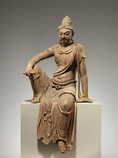 北宋 彩繪木雕文殊菩薩像（地黃木胎）|Bodhisattva Manjushri (Wenshu)