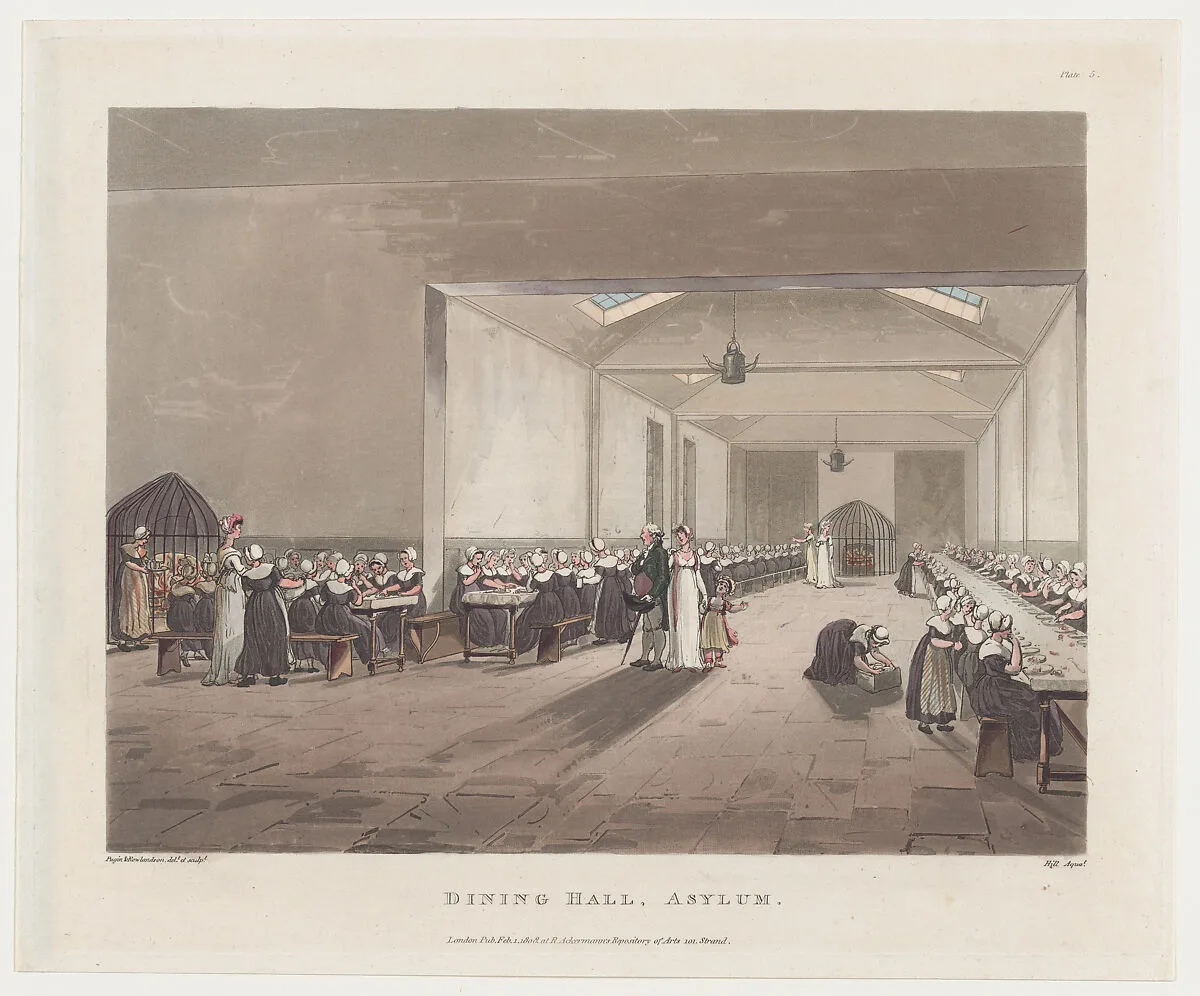 Dining Hall, Asylum — Rudolph Ackermann, London|Auguste Charles Pugin|Thomas Rowlandson|John Hill