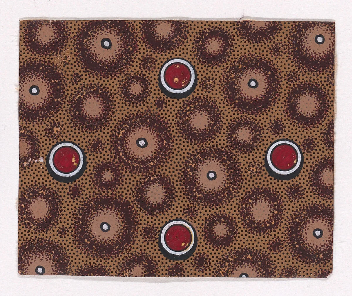 Textile Design with Circles and Pearls over a Stippled Background — Anonymous, Alsatian, 19th century
