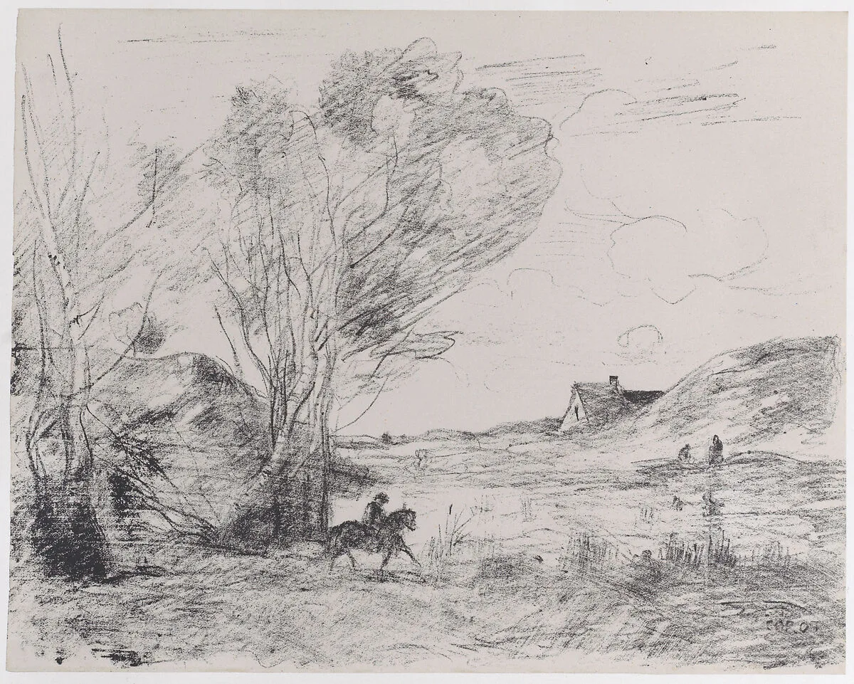 The Rider in the Reeds (Le Cavalier dans les roseaux) — Camille Corot