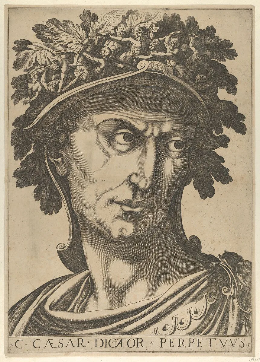 Plate 1: Julius Caesar looking to the right, from 'The Twelve Caesars' — Anonymous|Raffaello Schiaminossi