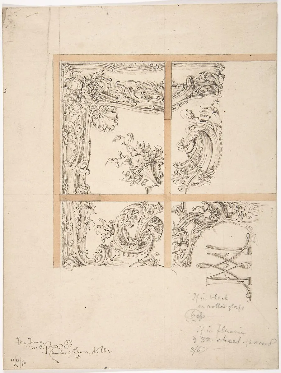 Design for Ornamental Glass, for 2 Prate Street, Camden Town, London — Anonymous, British, 19th century