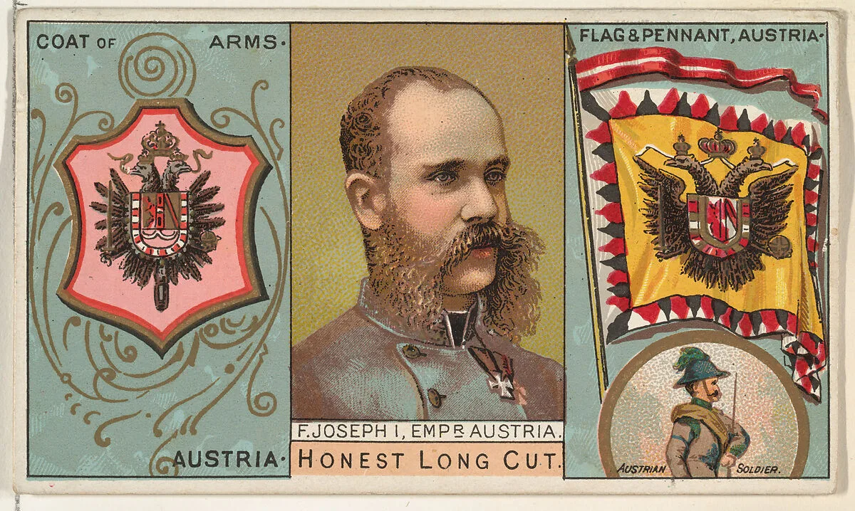 Franz Joseph I, Austria, from the Rulers, Flags, and Coats of Arms series (N126-1) issued by W. Duke, Sons & Co. — W. Duke, Sons & Co.