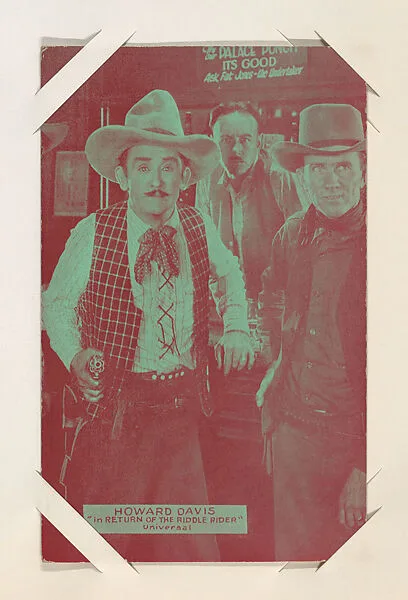 Howard Davis in "Return of the Riddle Rider" from Western Stars or Scenes Exhibit Cards series (W412) — Unknown