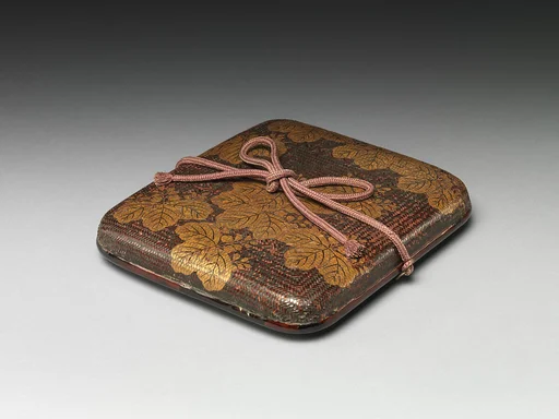 桐蒔絵竹細工色紙箱|Basketry Box for Square Calligraphy Paper (Shikishibako) with Paulownia