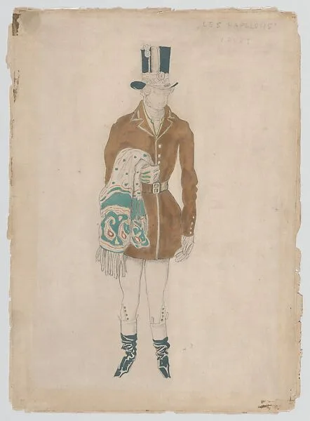 Costume Design for a Valet, likely for the Ballet 'Les Papillons', premiered at the Théâtre de Monte-Carlo, 1914 — Léon Bakst