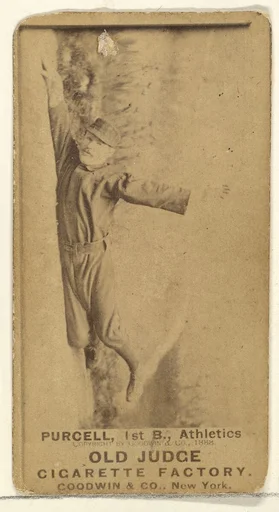 Purcell, 1st Base, Philadelphia Athletics, from the Old Judge series (N172) for Old Judge Cigarettes