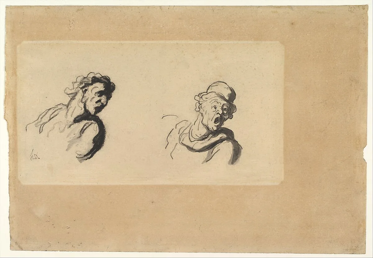 Two Male Heads — Honoré Daumier