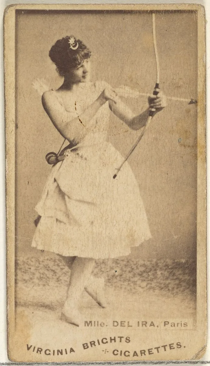 Mlle. Del Ira, Paris, from the Actors and Actresses series (N45, Type 1) for Virginia Brights Cigarettes — Allen & Ginter