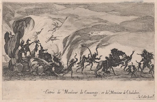 Entrée de MM. de Couvonge et de Chalabre (Entrance of Monsieur du Couvonge and of Monsieur de Chalabre), from Le Combat a la Barrière in the Palace at Nancy by Henri Humbert, printed by Sebastien Phillipe