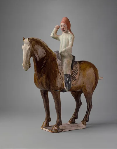 唐 三彩陶騎馬俑|Horse and rider