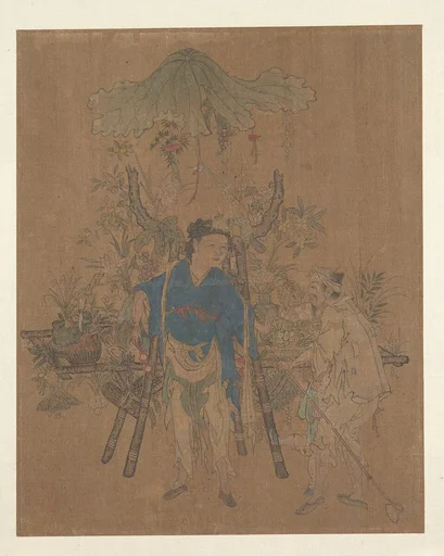 明/清 佚名 賣花郎 冊頁|Flower Vendor