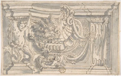 Drawing Showing Two Alternate Designs for an Ornamental Niche or Panel