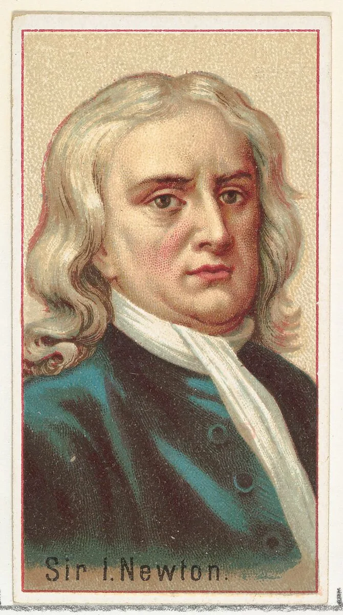 Sir Isaac Newton, printer's sample for the World's Inventors souvenir album (A25) for Allen & Ginter Cigarettes — Allen & Ginter